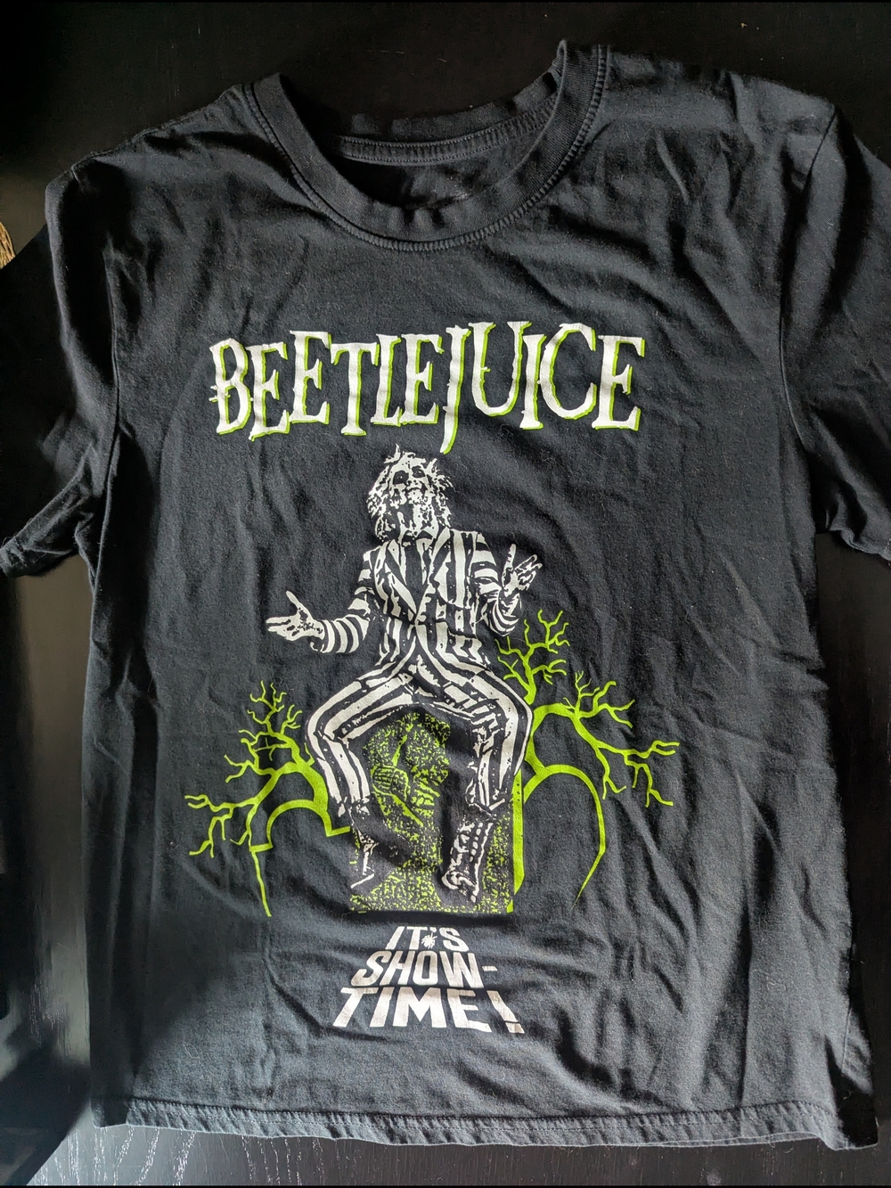 Beetlejuice Graphic Tee - Black with Neon Green Accent
